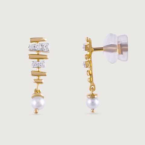 Woven Elegance Gold & Pearl Drop earrings