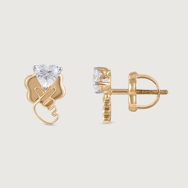 Korean Love 14 kt Gold & Diamond Stud Earrings,,hi-res image number null