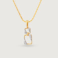 Contemporary Square Gold & Diamond Pendant,,hi-res view 3