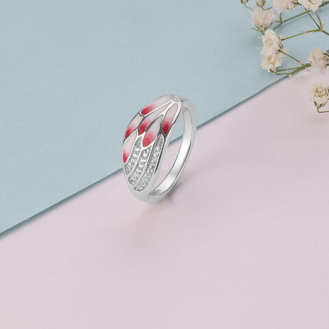 Blush Wing Silver Ring