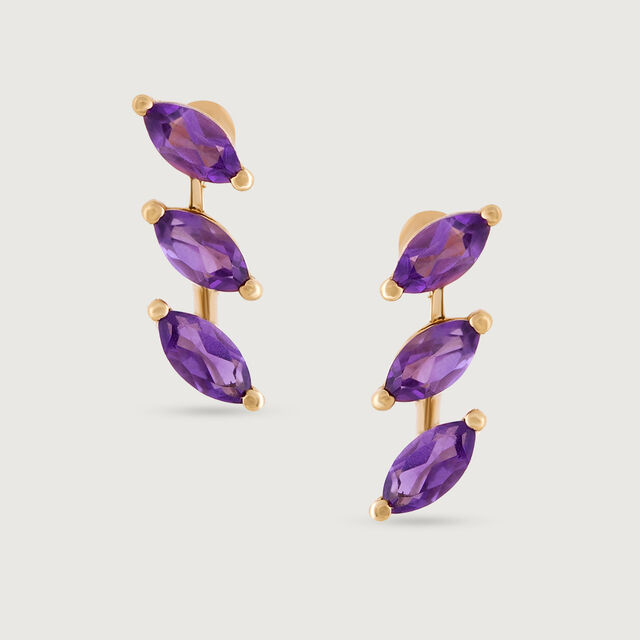 Twilight Spark Amethyst & Gold Marquise Stud Earrings,,hi-res image number null
