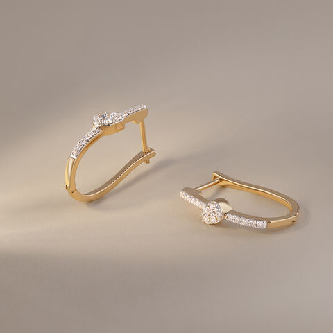 Elegant Twist Gold & Diamond Hoop Earrings