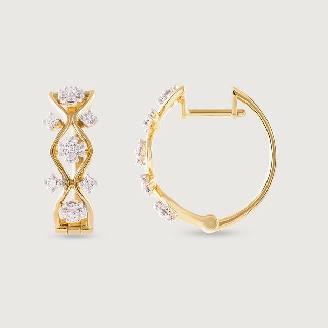 Geometric Glam Gold & Diamond Hoop Earrings,,hi-res image number null