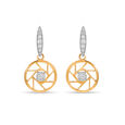 14KT Yellow And White Gold Geometric Evil Eye Dangler Earrings,,hi-res view 3