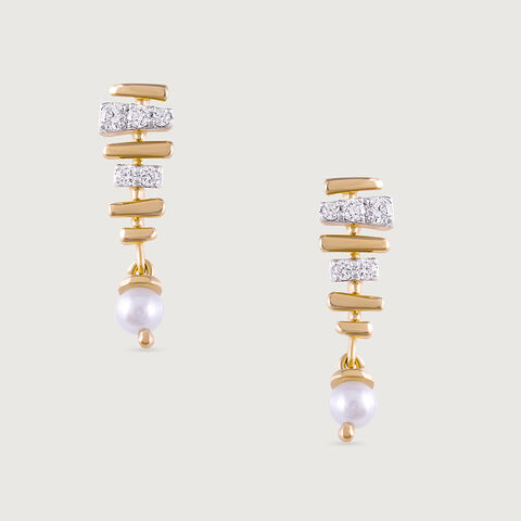 Woven Elegance Gold & Pearl Drop earrings