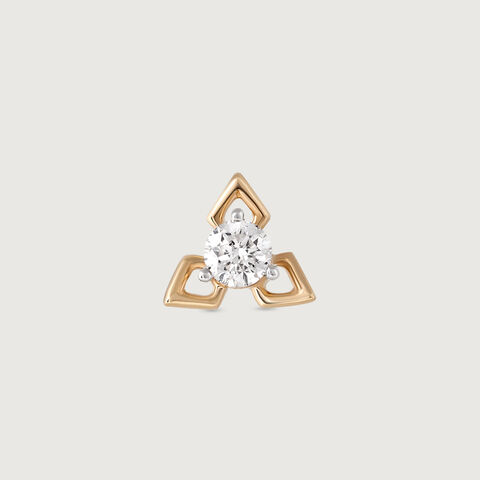 Triple Petal Gold and Diamond Nose Pin