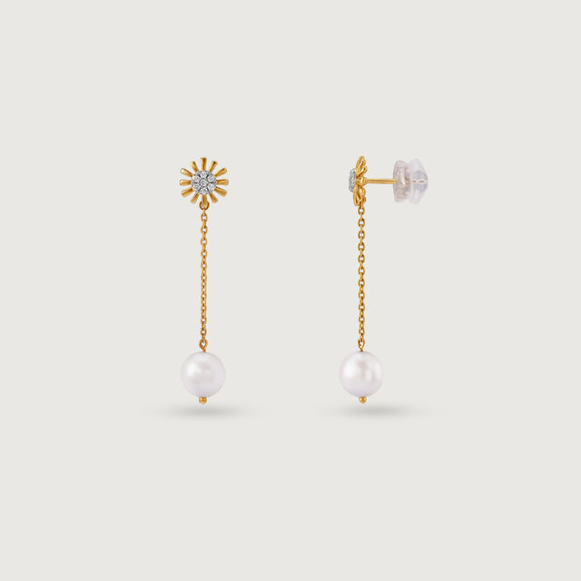 Serene Sunlit Pearl & Diamond Drop Earrings,,hi-res image number null