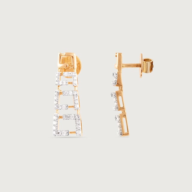 Chic Cascades Gold & Diamond Stud Earrings,,hi-res image number null