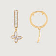 Butterfly Bliss Gold & Diamond Hoop Earrings,,hi-res view 4