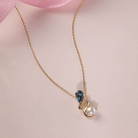 Aqua Shine Pearl & Gold Pendant