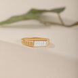 Grooved Glow Gold & Diamond Finger Ring for Men,,hi-res view 1