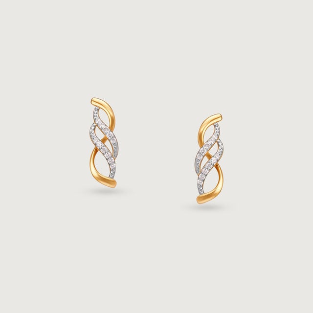 Graceful Twist Gold & Diamond Stud Earrings,,hi-res image number null