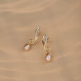 Paisley Cascade 14KT Diamond & Pearl Drop Earrings,,hi-res view 1
