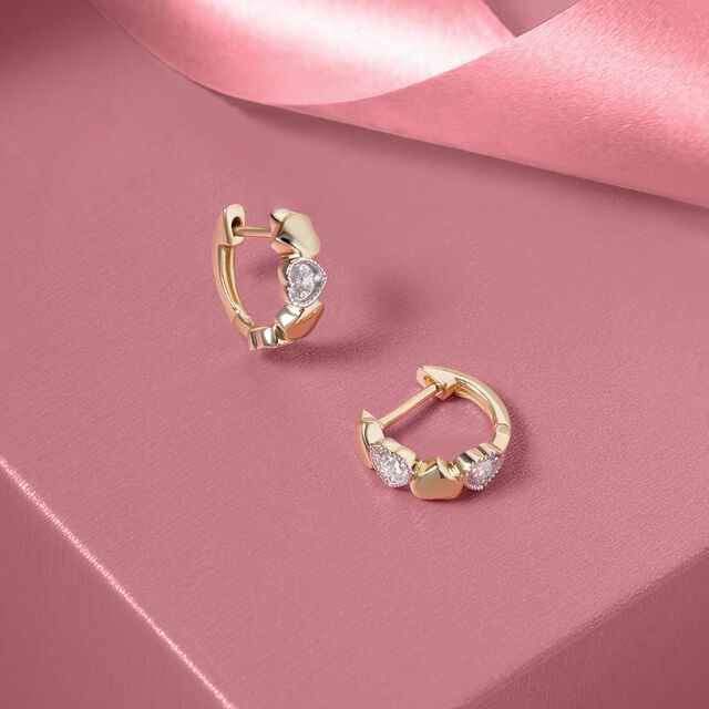 Bold Chic Gold & Diamond Hoop Earrings,,hi-res image number null