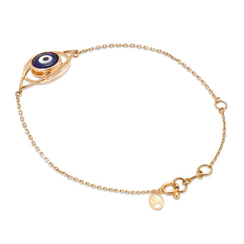 14KT Yellow Gold Geometric Evil Eye Bracelet