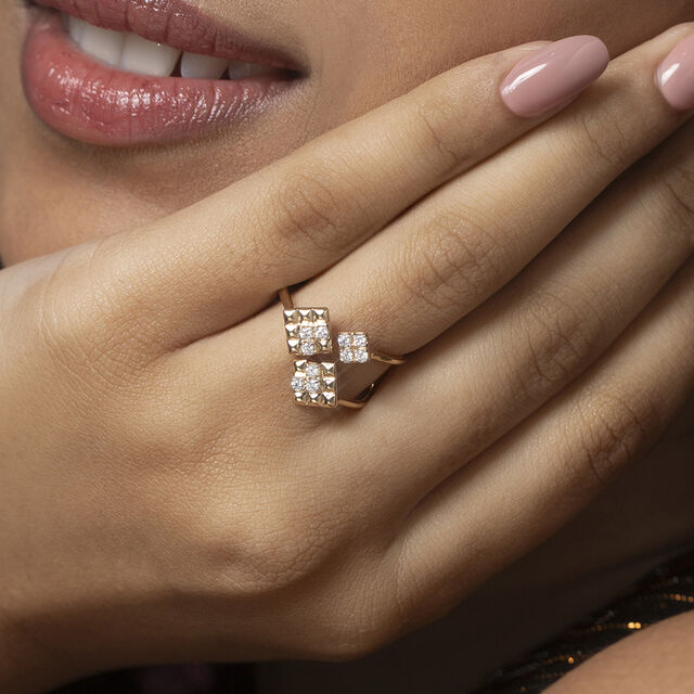 Sequin Dazzle Gold & Diamond Finger Ring,,hi-res image number null