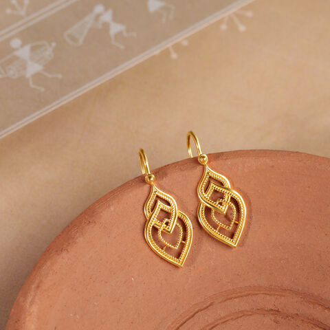 Tribal Charm 22KT Gold Drop Earrings