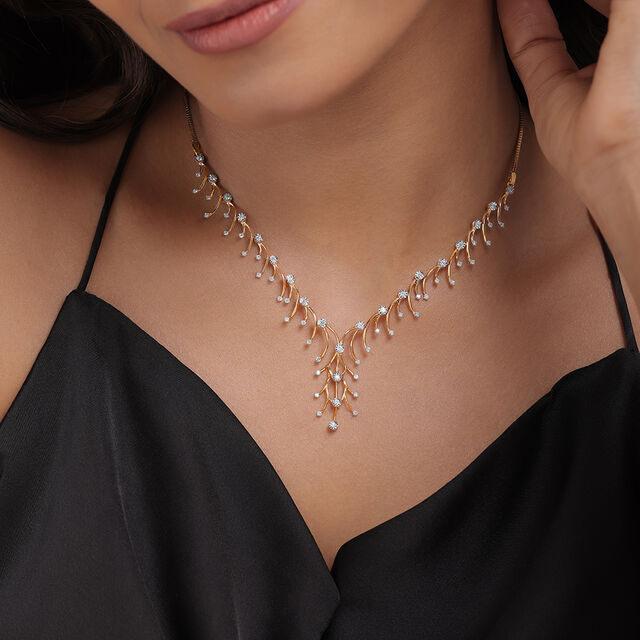 Cosmic Glam 14 Kt Gold and Diamond Necklace,,hi-res image number null