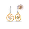 14KT Yellow And White Gold Geometric Evil Eye Dangler Earrings,,hi-res view 4