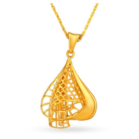Contemporary Musical Note Gold Pendant