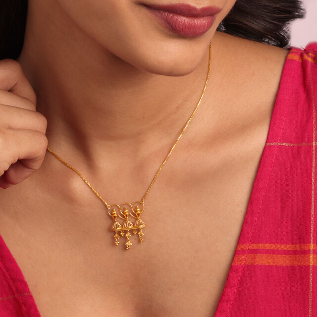 Warli Dreams 22KT Gold Pendant & Chain,,hi-res image number null