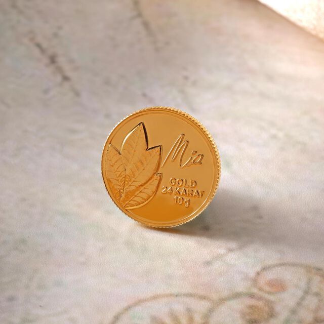 10 GM 24 Karat Mango Leaf Gold Coin,,hi-res image number null