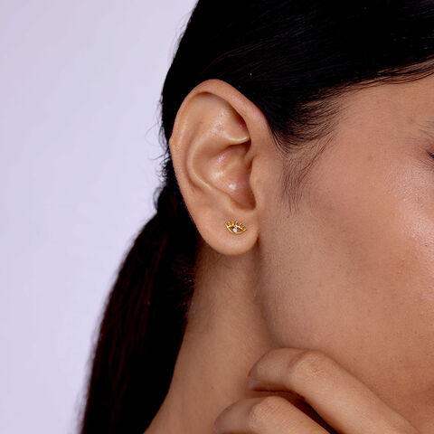 Shimmering Gaze 14 Kt Gold and Diamond Stud Earrings