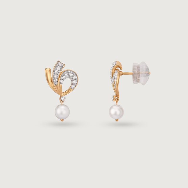 Curled Grace Gold & Pearl Drop Earrings,,hi-res image number null