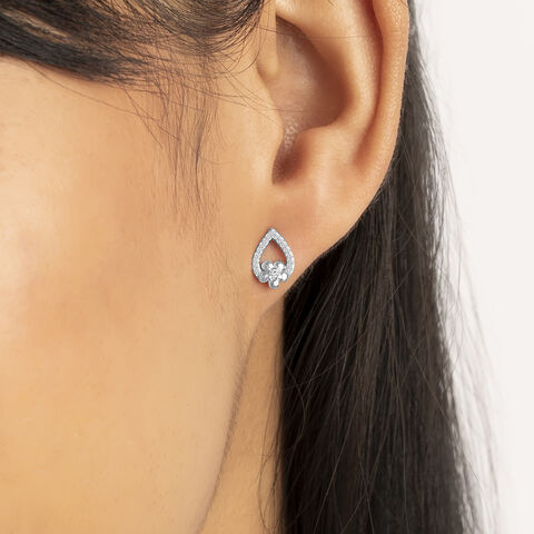 Floral Embrace Silver Stud Earrings