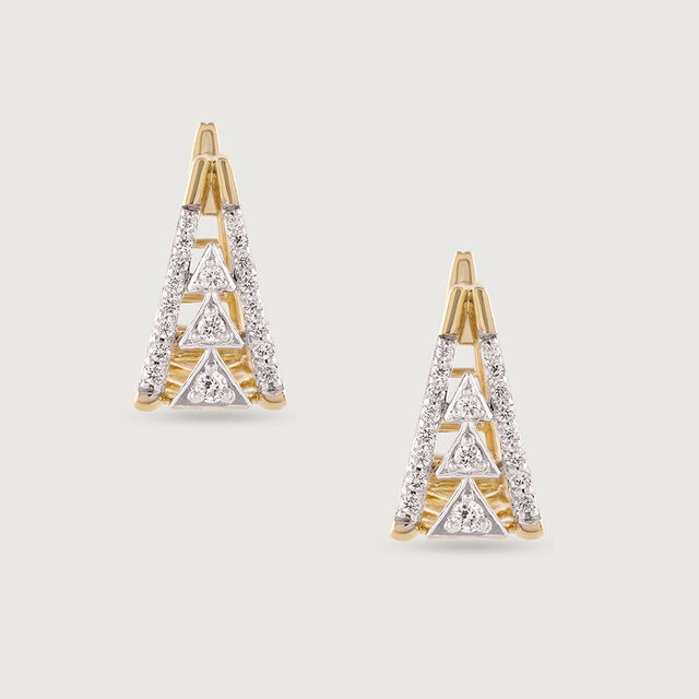 Geo Luxe Gold & Diamond Hoop Earrings,,hi-res image number null