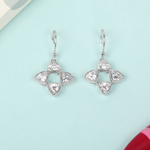 Sparkly Sleek Silver Hoop Earrings