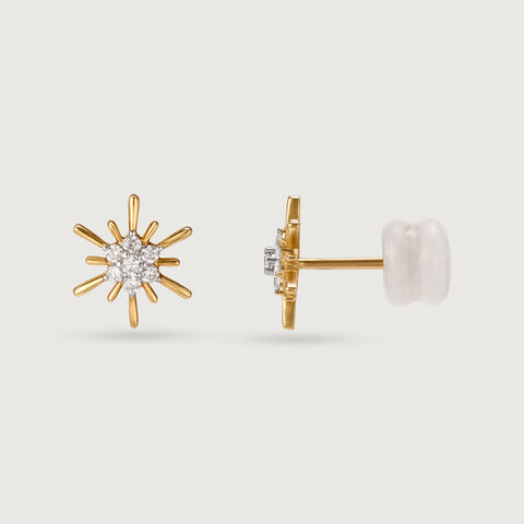 Diamond Gilded Galaxy 14KT Yellow Gold Stud Earrings