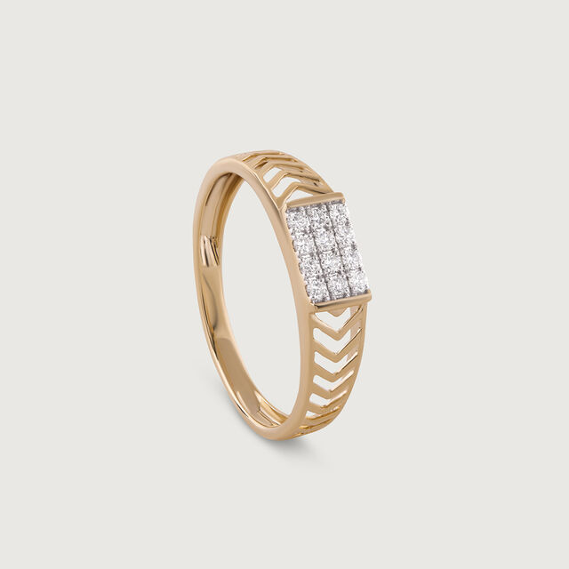 Chevron Shine Gold & Diamond Finger Ring for Men,,hi-res image number null