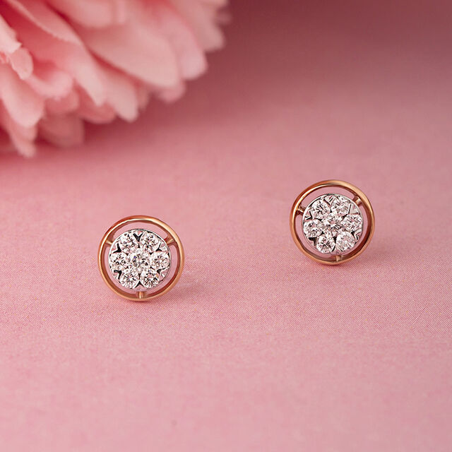 Cluster Beauty Gold & Diamond Stud Earrings,,hi-res image number null