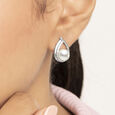 Sophisticated Pearl Silver Stud Earrings,,hi-res view 2