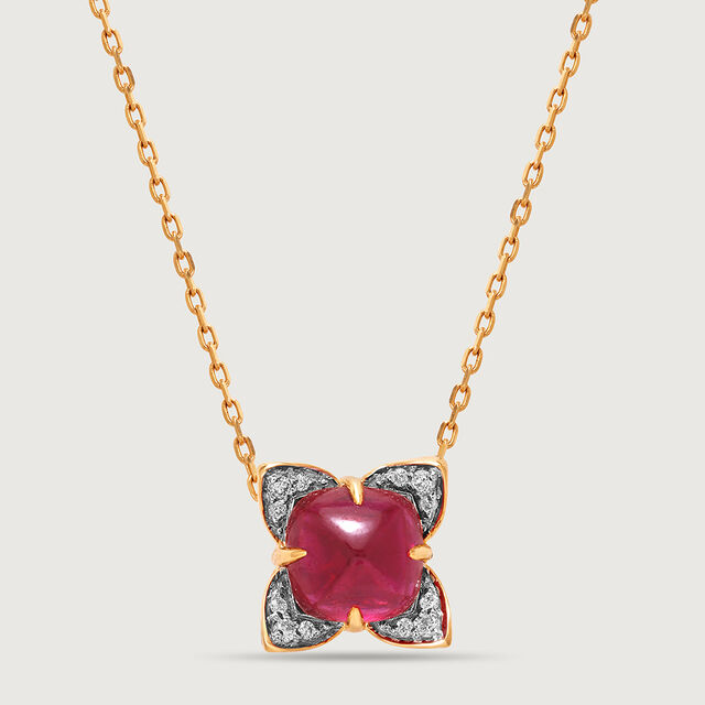 Scarlet Blooms Ruby & Diamond 14KT Pendant,,hi-res image number null