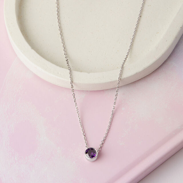 Alluring Purple Silver Necklace,,hi-res image number null