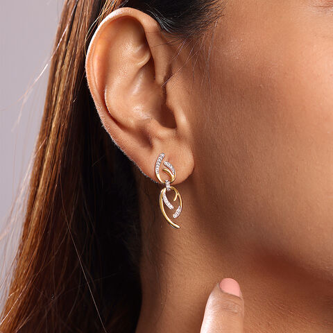 Allure Link 14 Kt Gold & Diamond Drop Earrings