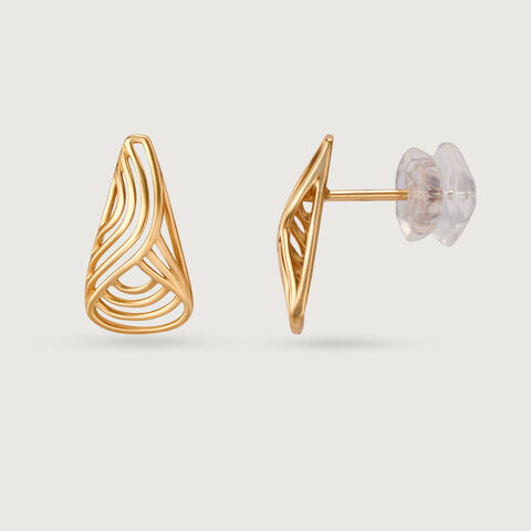 14KT Yellow Gold Triangle Edge Delight Stud Earrings