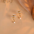 Twilight Spiral Gold & Pearl Stud Earrings,,hi-res view 1