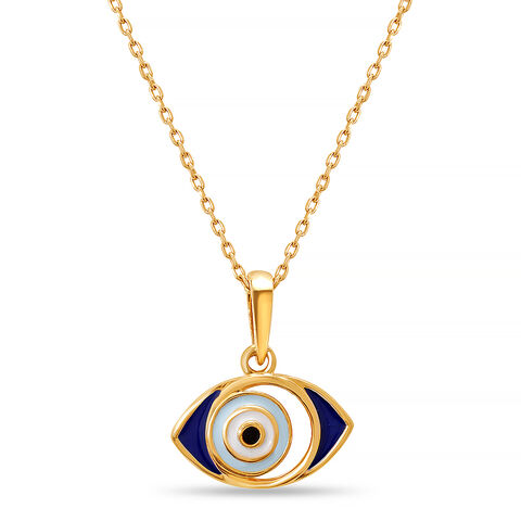 14KT Yellow Gold Negative Space Evil Eye Pendant