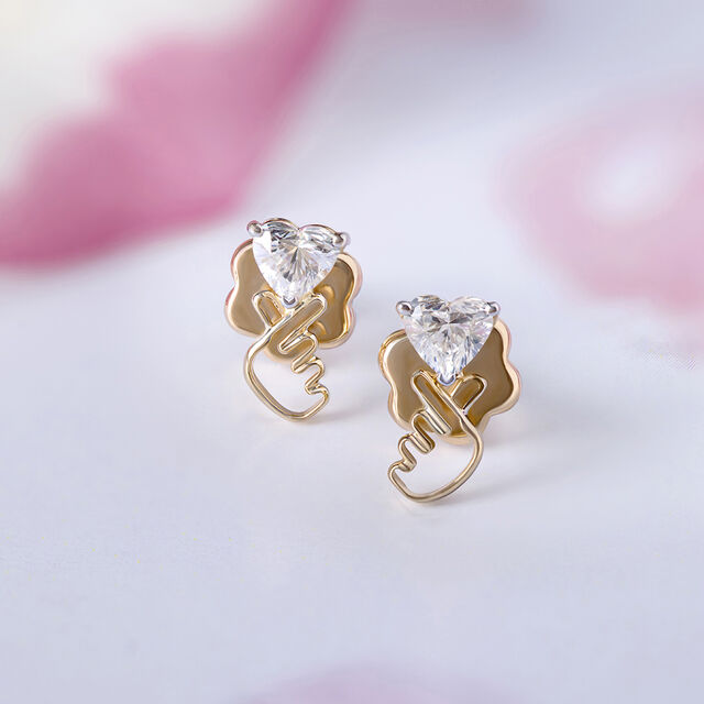 Korean Love 14 kt Gold & Diamond Stud Earrings,,hi-res image number null