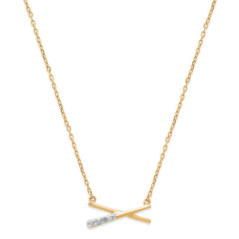 14KT Yellow Gold Sleek Style Diamond Pendant With Chain