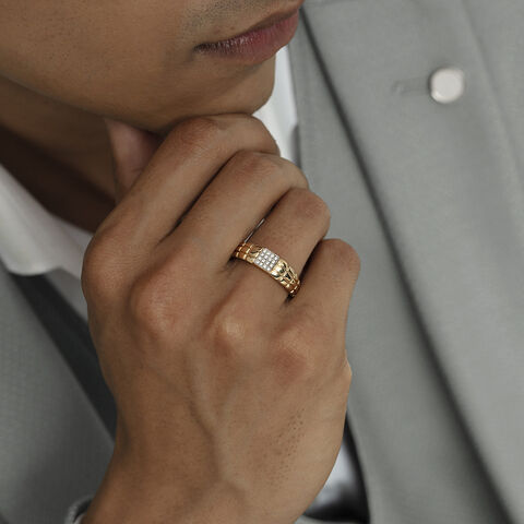 Gridlock Drip Gold & Diamond Ring for Men