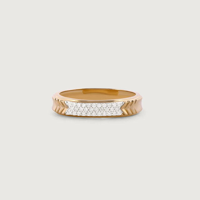 Bold Chevrons Gold & Diamond Finger Ring for Men,,hi-res image number null