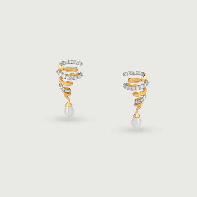 Twilight Spiral Gold & Pearl Stud Earrings,,hi-res image number null