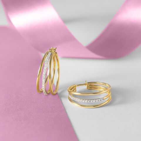 Triple Glam Gold & Diamond Hoop Earrings