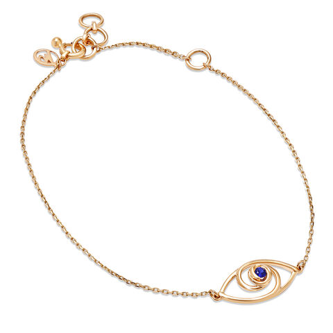 14KT Yellow Gold Wavy Evil Eye Bracelet