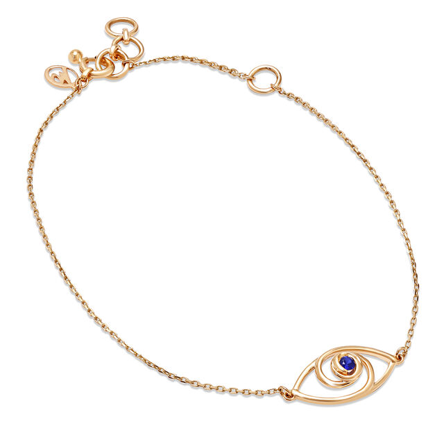14KT Yellow Gold Wavy Evil Eye Bracelet,,hi-res image number null