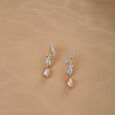 Meandering River 18KT Diamond & Pearl Drop Earrings,,hi-res view 1